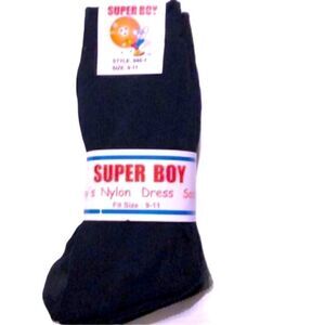 3/$15 or 5/$20 NWT boys black nylon socks size 9-11